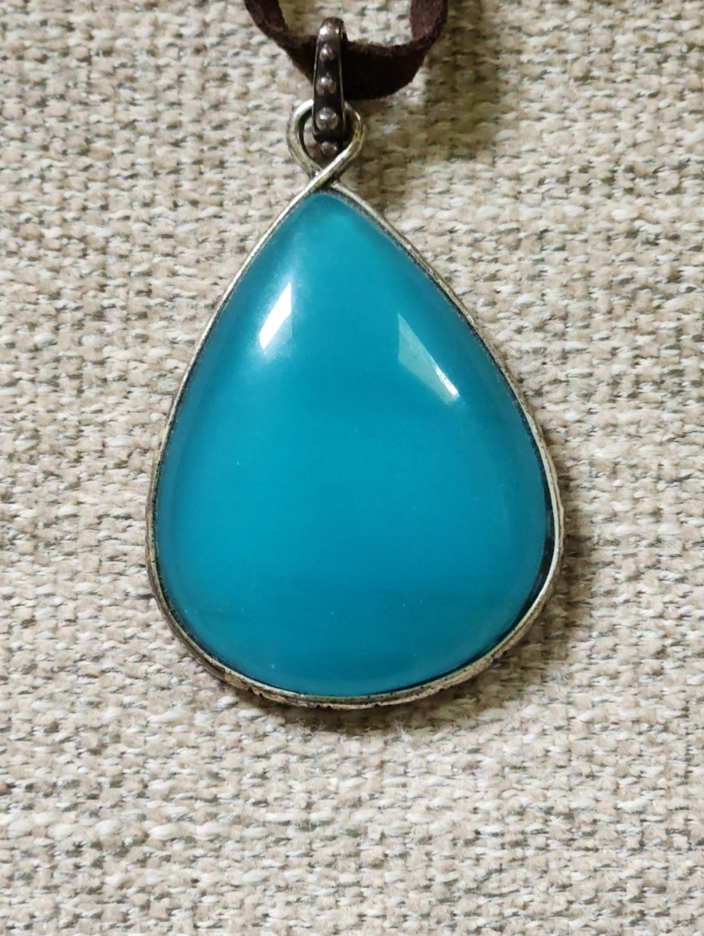 Lucky Brand Teardrop Reversable Necklace Buddha/Faux Turquoise Pendant - Picture 3 of 5